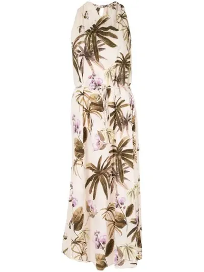 Vince Mixed Tropical Garden Dress In Brown