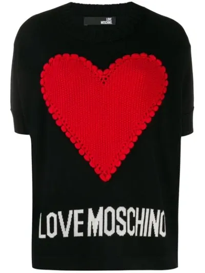 Love Moschino Hear Knit Jumper In Black