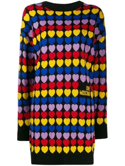 Love Moschino Cuori Dress In Black