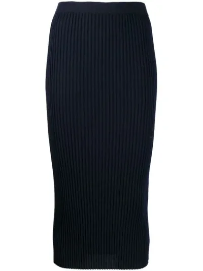 Mrz Ribbed Wool Skirt In Blue