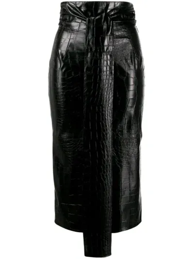 Msgm Croc Pencil Skirt In Black