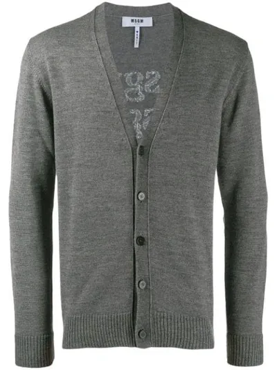 Msgm Repeated Logo Cardigan In Grey