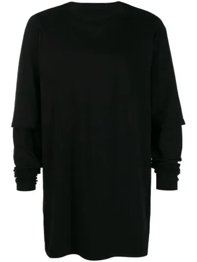 Rick Owens Drkshdw Hustler Layered-sleeve T-shirt In Black