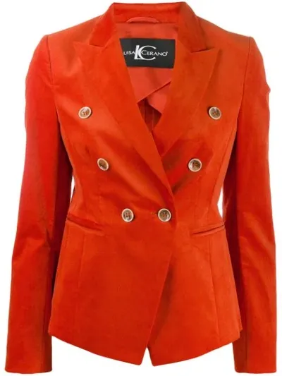 Luisa Cerano Classic Double-breasted Blazer In Orange