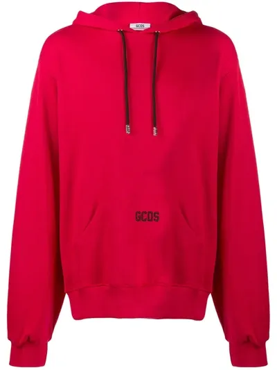 Gcds Oversized Logo Hoodie In Red