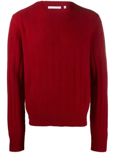 Helmut Lang Ribbed Crew Jumper In Red