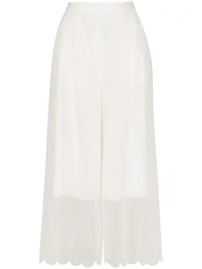 Paskal Wide-leg Scallop Hem Culottes In White