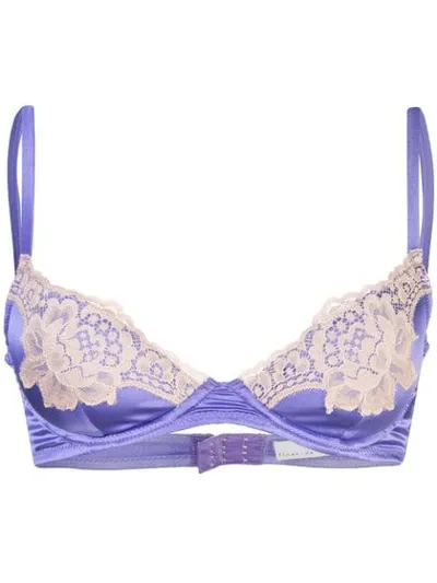 Fleur Du Mal James Lace Padded Demi Bra In Purple