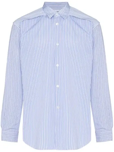 Comme Des Garçons Shirt Shoulder-vent Striped Shirt In Blue