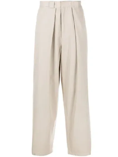 Jw Anderson Wide Leg Tapered Trousers In Neutrals