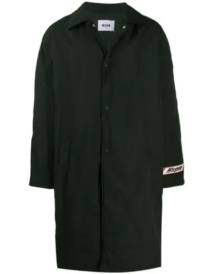 Msgm Oversized Logo Raincoat In Black