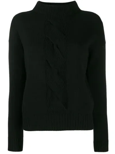 D-exterior Cable Knit Detail Jumper In Black