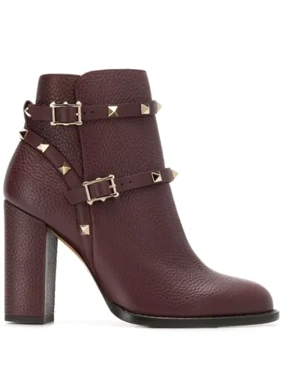 Valentino Garavani Rockstud Boots In Red