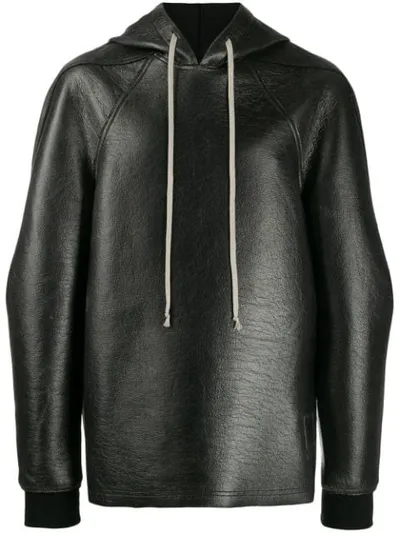 Rick Owens Drkshdw Oversized Faux-leather Hoodie In Black