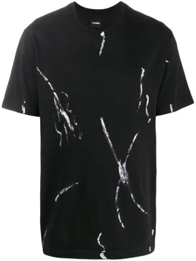 Les Hommes Splash Print T-shirt In Black