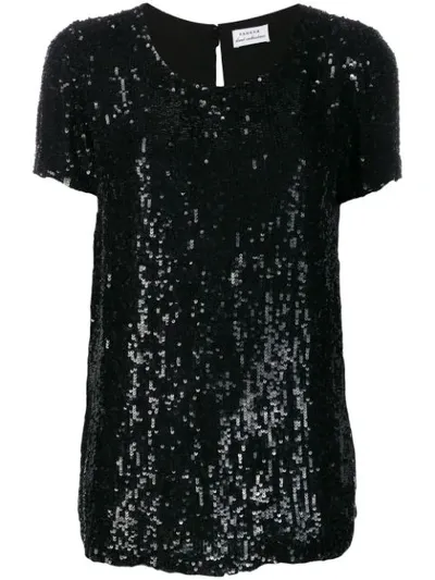 P.a.r.o.s.h Longline Sequinned T-shirt In Black