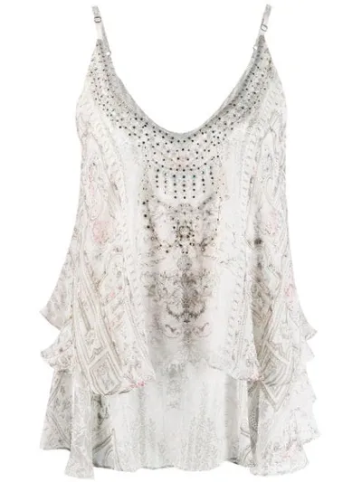 Camilla Printed Layered Top In Neutrals