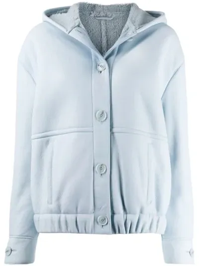 Inès & Maréchal Hooded Button-up Jacket In Blue