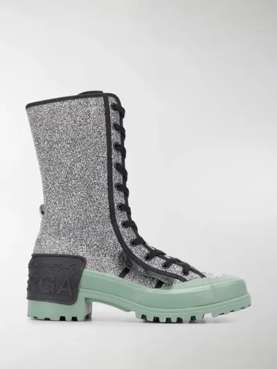 Marco De Vincenzo X Superga Glitter Boots In Silver