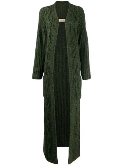 Gentry Portofino Chunky Knit Cashmere Cardi-coat In Green