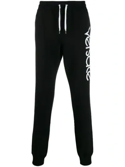 Versace 90s Vintage Logo Track Pants In Black