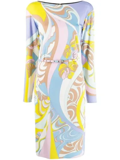 Emilio Pucci Hanami Print Dress In Blue