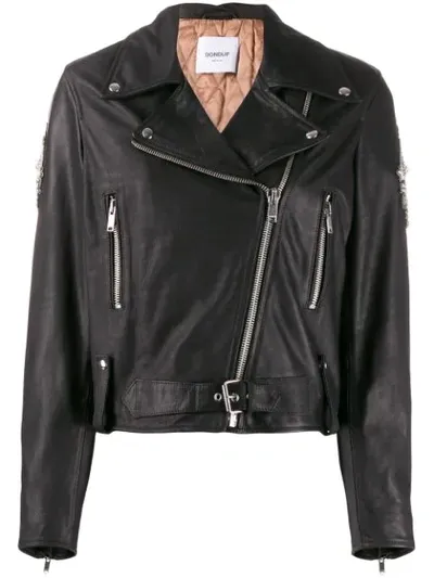 Dondup Embellished Biker Jacket In Black