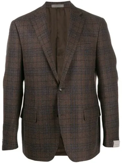 Corneliani Gate Plaid Blazer In Brown