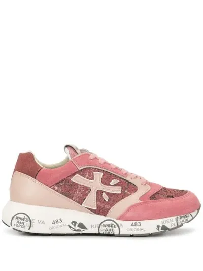 Premiata Low Top Print Sneakers In Pink