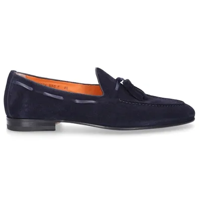 Santoni Carlos Tasselled Suede Loafers In Blue