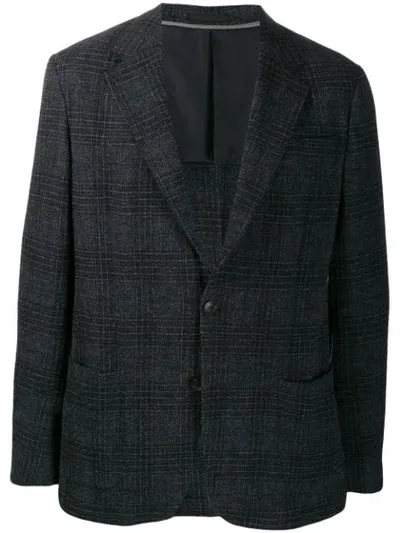 Z Zegna Check Pattern Blazer In Blue