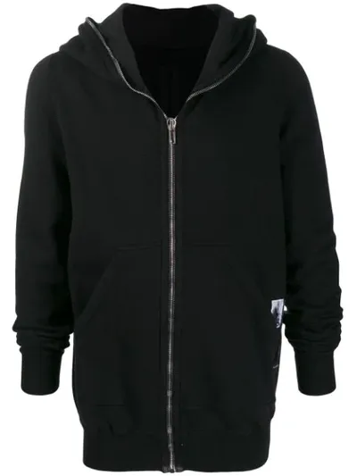 Rick Owens Drkshdw Longline Zip Front Hoodie In Black