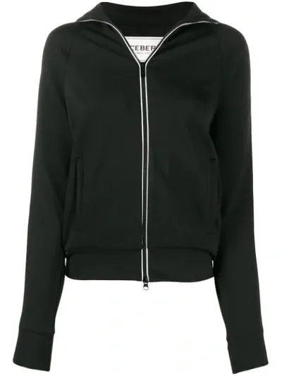 Iceberg Logo Zip Sweater In Black