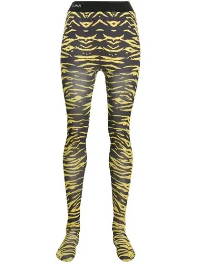 Laneus Animal Print Tights In Yellow