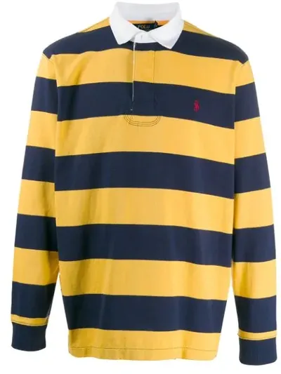 Ralph Lauren Stripe Print Polo Shirt In Blue