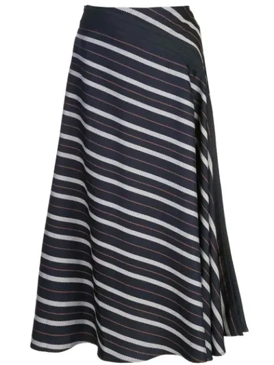 Palmer Harding Diagonal Striped Midi Skirt In Blue