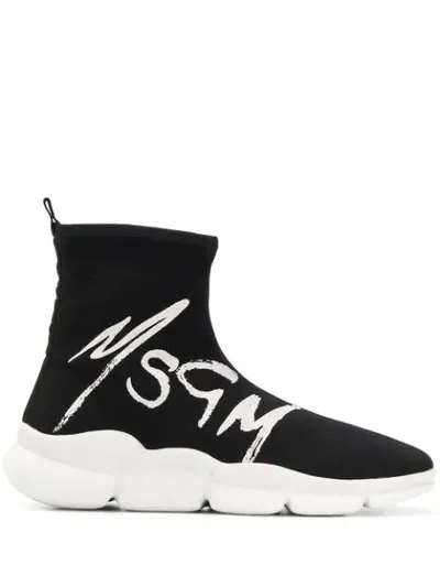 Msgm Z Waves Sock Sneakers In Black