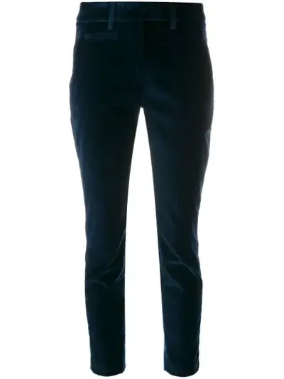 Dondup Velvet Cropped Trousers In Blue