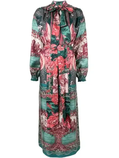 F.r.s For Restless Sleepers Paradise Silk Maxi Dress In Green