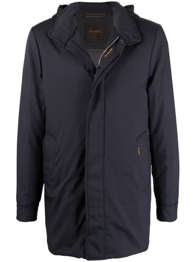 Moorer Hooded Zip-up Down Jacket In Dark Blue