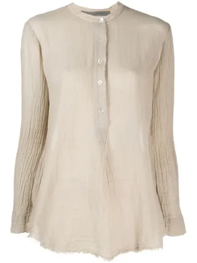 Raquel Allegra Henley Long Sleeve Shirt In Neutrals