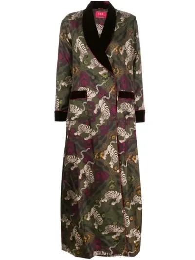 F.r.s For Restless Sleepers Printed Silk Coat In Green