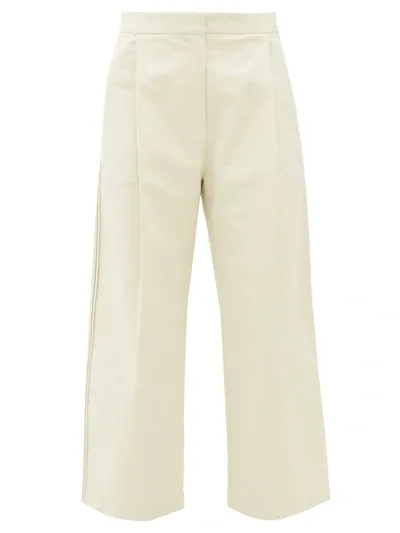 Sara Lanzi Pleated Cotton-twill Wide-leg Trousers In Neutrals