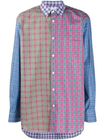 Comme Des Garçons Shirt Patchwork Check Shirt In Blue