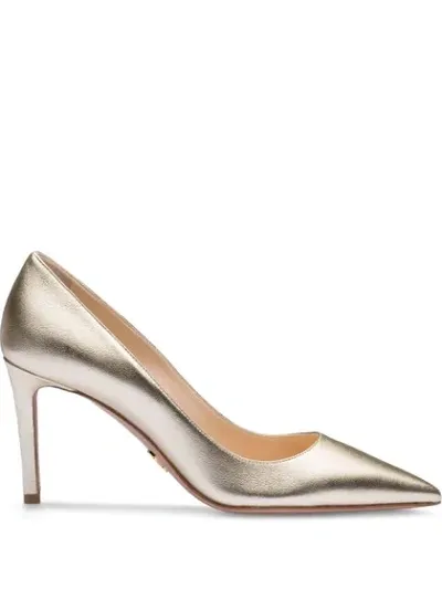 Prada Metallic Effect Pumps In Gold