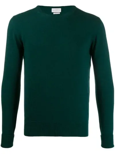 Ballantyne Ribbed Crew Neck Pullover In Green