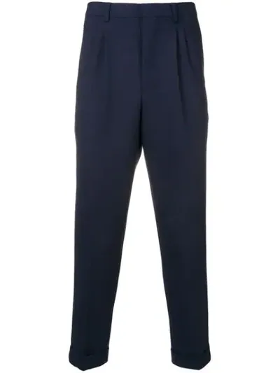 Ami Alexandre Mattiussi Pleated Carrot Fit Trousers In Blue