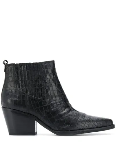 Sam Edelman Winona Texan Ankle Boots In Black Leather