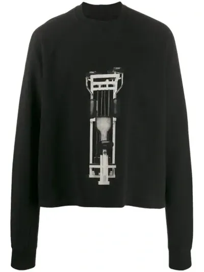 Rick Owens Drkshdw Front Print Sweatshirt In Black