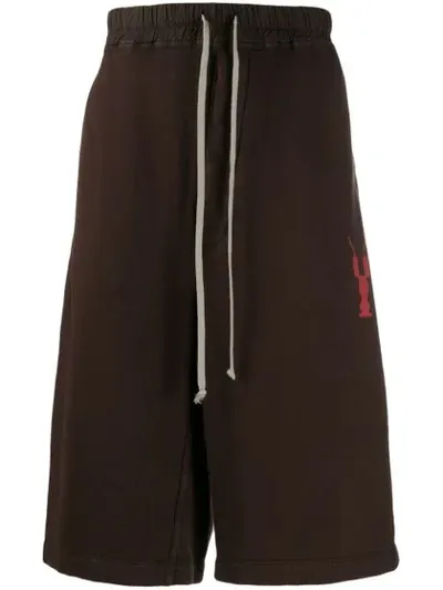 Rick Owens Drkshdw Bermuda Track Shorts In Brown